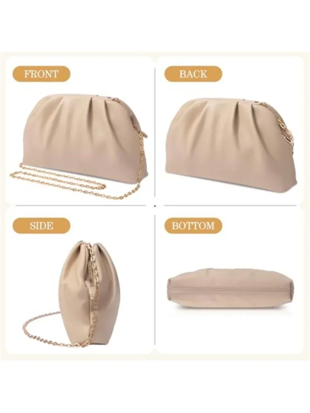 Clutch Purse for Women Soft Pleated PU Wedding Clutch, Elegant